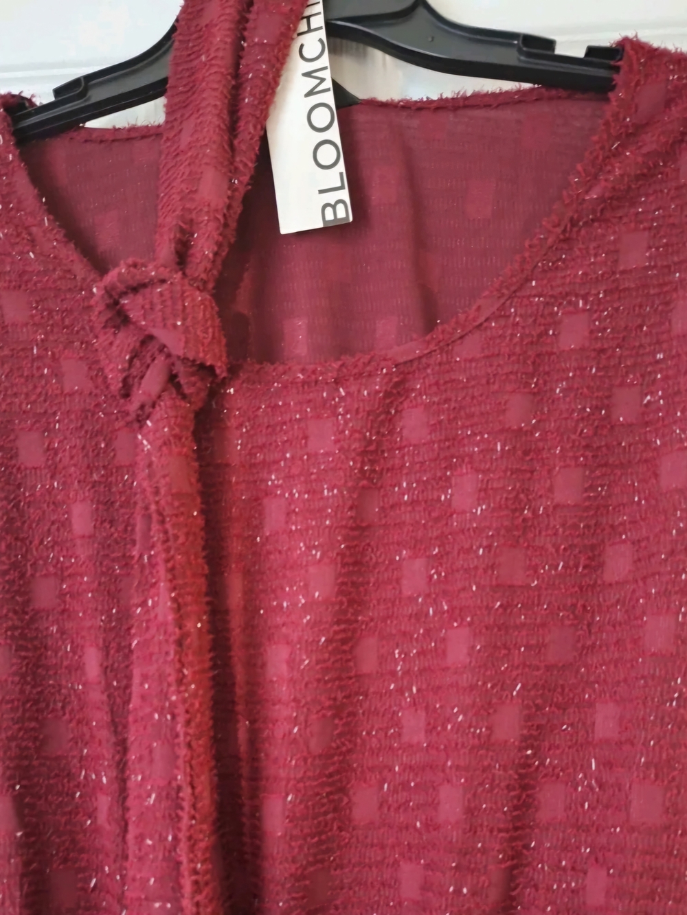 BloomChic Burgundy Textured Tulle Midi Dress w/ Belt Plus Size 26 NWT - Picture 3 of 6